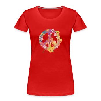 Hippie | Peace sign hippies music gift ideas - Women's Premium Organic T-Shirt - red - Front - Mia (176cm)