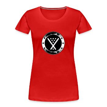 Poolbillard Emblem - Symbol Billard Queue Snooker - Frauen Premium Bio T-Shirt - Rot - Vorne - Mia (176cm)