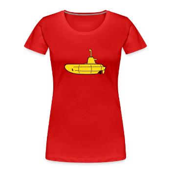 2 colours - Gelbes U-Boot - Yellow Submarine - T-shirt bio Premium Femme - rouge - Devant - Mia (176cm)
