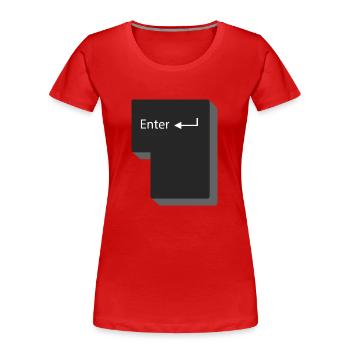 Entrez l'idée de cadeau d'ordinateur de bouton - T-shirt bio Premium Femme - rouge - Devant - Mia (176cm)