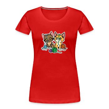 My cats have fun with my wool! - Women's Premium Organic T-Shirt - red - Front - Mia (176cm)