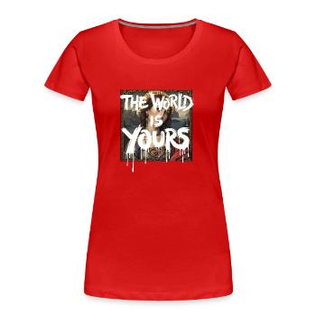 LE MONDE EST À VOUS x PEINTURE ANCIENNE - T-shirt bio Premium Femme - rouge - Devant - Mia (176cm)