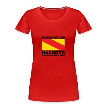 Badische Flagge | Badener Baden Badner Geschenke - Frauen Premium Bio T-Shirt - Rot - Vorne - Mia (176cm)