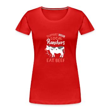 Bauer Rind - Frauen Premium Bio T-Shirt - Rot - Vorne - Mia (176cm)