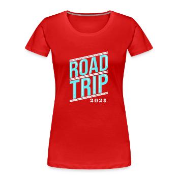 Road Trip - Frauen Premium Bio T-Shirt - Rot - Vorne - Mia (176cm)