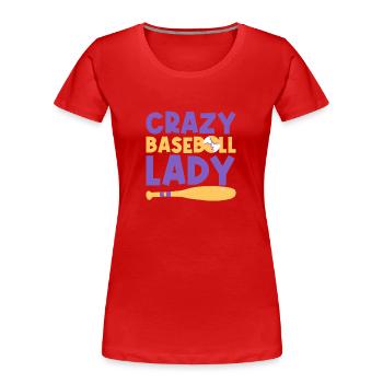 Baseballspieler Baseball - Frauen Premium Bio T-Shirt - Rot - Vorne - Mia (176cm)