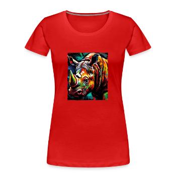 Nashorn Portrait - Frauen Premium Bio T-Shirt - Rot - Vorne - Mia (176cm)