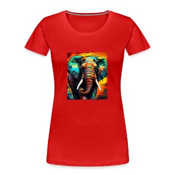 Elefant Portrait - Frauen Premium Bio T-Shirt - Rot - Vorne - Mia (176cm)