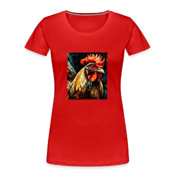 Hahn Portrait - Frauen Premium Bio T-Shirt - Rot - Vorne - Mia (176cm)
