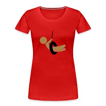 Enfant assis sur une balançoire - T-shirt bio Premium Femme - rouge - Devant - Mia (176cm)
