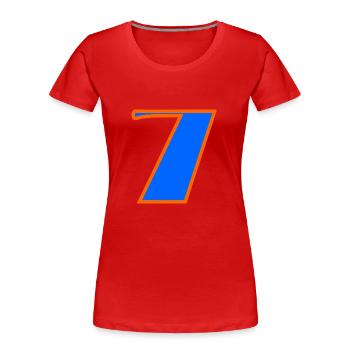 7. 7 ANS. 7e ANNIVERSAIRE. ANNIVERSAIRE 7 ANS - T-shirt bio Premium Femme - rouge - Devant - Mia (176cm)