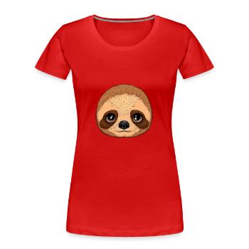 Baby Faultier Gesicht - Frauen Premium Bio T-Shirt - Rot - Vorne - Mia (176cm)