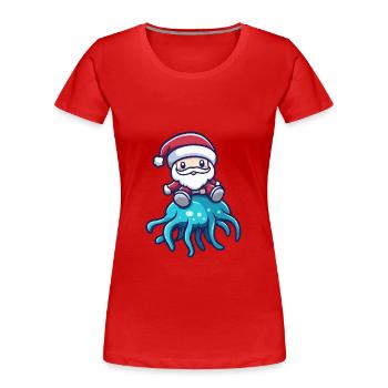 Qualle Weihnachtsmann - Frauen Premium Bio T-Shirt - Rot - Vorne - Mia (176cm)