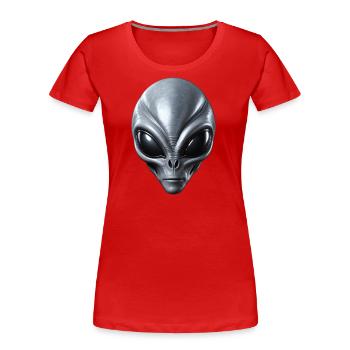 Echtes graues außerirdisches außerirdisches Gesicht - Frauen Premium Bio T-Shirt - Rot - Vorne - Mia (176cm)