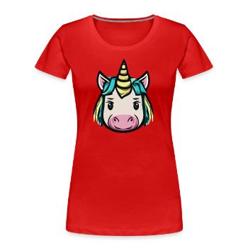 Einhorn - Frauen Premium Bio T-Shirt - Rot - Vorne - Mia (176cm)