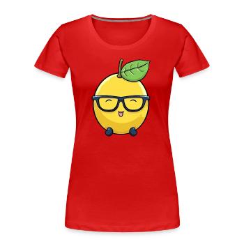 Kawaii Lemon : Acidité douce - T-shirt bio Premium Femme - rouge - Devant - Mia (176cm)