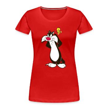 Looney Tunes Sylvester And Tweety Pose - Women's Premium Organic T-Shirt - red - Front - Mia (176cm)