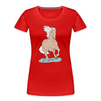 Pferd Pferde - Frauen Premium Bio T-Shirt - Rot - Vorne - Mia (176cm)