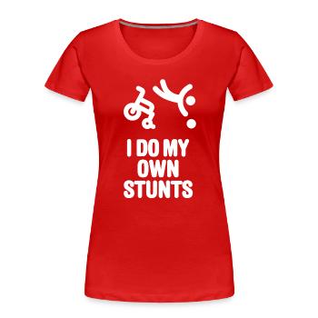 Lustige Rollstuhlbasketball I do my own stunts - Frauen Premium Bio T-Shirt - Rot - Vorne - Mia (176cm)