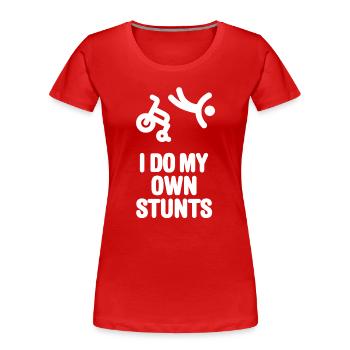 Rollstuhl Rennen Rennrollstuhl I do my own stunts - Frauen Premium Bio T-Shirt - Rot - Vorne - Mia (176cm)