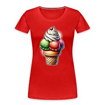 delicious ice cream sundae motif.Perfect for summer - Women's Premium Organic T-Shirt - red - Front - Mia (176cm)