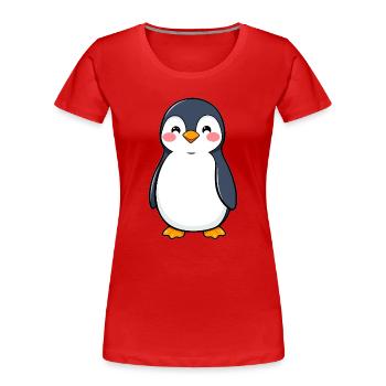 Pinguin - Frauen Premium Bio T-Shirt - Rot - Vorne - Mia (176cm)