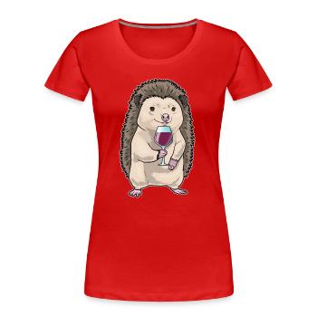 Hedgehog Red Wine - Women's Premium Organic T-Shirt - red - Front - Mia (176cm)