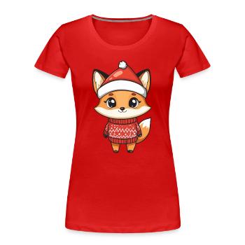 Fuchs Weihnachten Xmas - Frauen Premium Bio T-Shirt - Rot - Vorne - Mia (176cm)