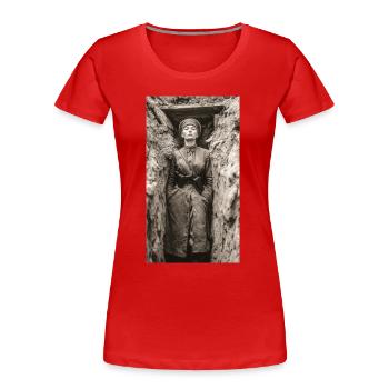 Portrait militaire sépia - T-shirt bio Premium Femme - rouge - Devant - Mia (176cm)