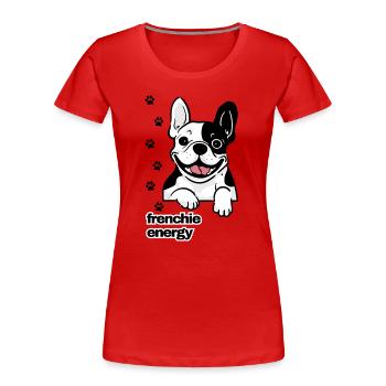 Frenchie Energy - T-shirt bio Premium Femme - rouge - Devant - Mia (176cm)