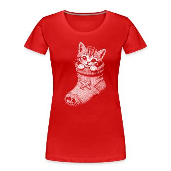 Chaton - T-shirt bio Premium Femme - rouge - Devant - Mia (176cm)
