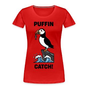 Atlantischer Papageientaucher, Seefisch, Schwarzsturmtaucher, Sturmtaucher - Frauen Premium Bio T-Shirt - Rot - Vorne - Mia (176cm)