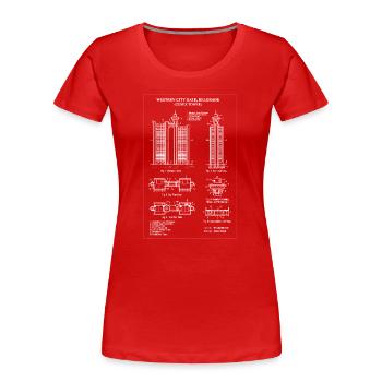 Bauplan für das Westliche Stadttor von Belgrad - Frauen Premium Bio T-Shirt - Rot - Vorne - Mia (176cm)