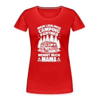 Lieblings Campingpartner Mama - Frauen Premium Bio T-Shirt - Rot - Vorne - Mia (176cm)