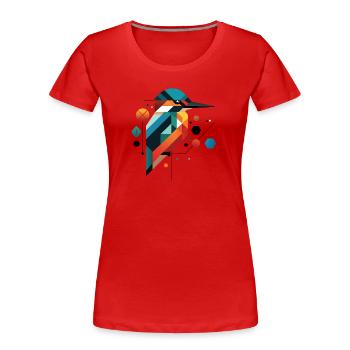 Geometrischer Eisvogel - Kunstvolles - Frauen Premium Bio T-Shirt - Rot - Vorne - Mia (176cm)