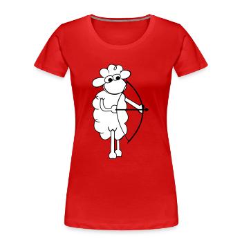Schaf mit Bogen - Frauen Premium Bio T-Shirt - Rot - Vorne - Mia (176cm)