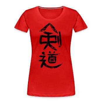 Kendo - Kalligrafie - Frauen Premium Bio T-Shirt - Rot - Vorne - Mia (176cm)
