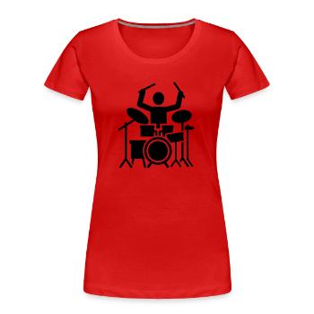 Drums - Women's Premium Organic T-Shirt - red - Front - Mia (176cm)