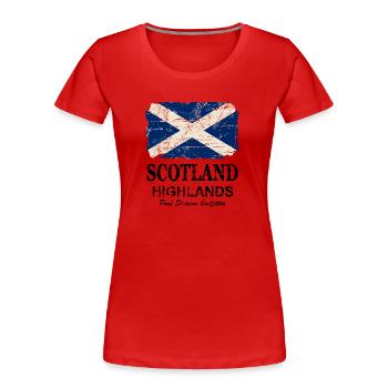 Scotland Flag - Vintage Look - Frauen Premium Bio T-Shirt - Rot - Vorne - Mia (176cm)