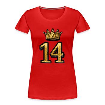 14 Zahl Krone - Frauen Premium Bio T-Shirt - Rot - Vorne - Mia (176cm)