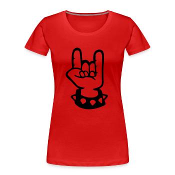 gehörnten Zeichen metal fork rock hand sign devil - Frauen Premium Bio T-Shirt - Rot - Vorne - Mia (176cm)