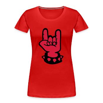 berührt hand fork sign devil metal music anime fun - Frauen Premium Bio T-Shirt - Rot - Vorne - Mia (176cm)