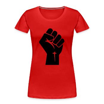 Raised Fist Logo - Frauen Premium Bio T-Shirt - Rot - Vorne - Mia (176cm)