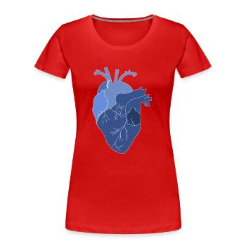 anatomisches Herz, Outline weiß - Frauen Premium Bio T-Shirt - Rot - Vorne - Mia (176cm)