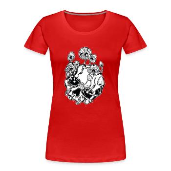 Magic Mushrooms // Skulls // Illustration - Frauen Premium Bio T-Shirt - Rot - Vorne - Mia (176cm)