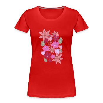 fleurs, fleurs, printemps, fleurs - T-shirt bio Premium Femme - rouge - Devant - Mia (176cm)