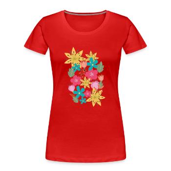 fleurs,fleur,printemps,fleurs - T-shirt bio Premium Femme - rouge - Devant - Mia (176cm)