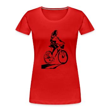 YOUNG BIKE - Women's Premium Organic T-Shirt - red - Front - Mia (176cm)