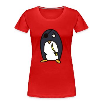 Pirate - drôle de pingouin - T-shirt bio Premium Femme - rouge - Devant - Mia (176cm)