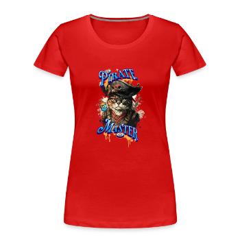 Cool Pirate Cat Shirt - Pirate Master - Frauen Premium Bio T-Shirt - Rot - Vorne - Mia (176cm)